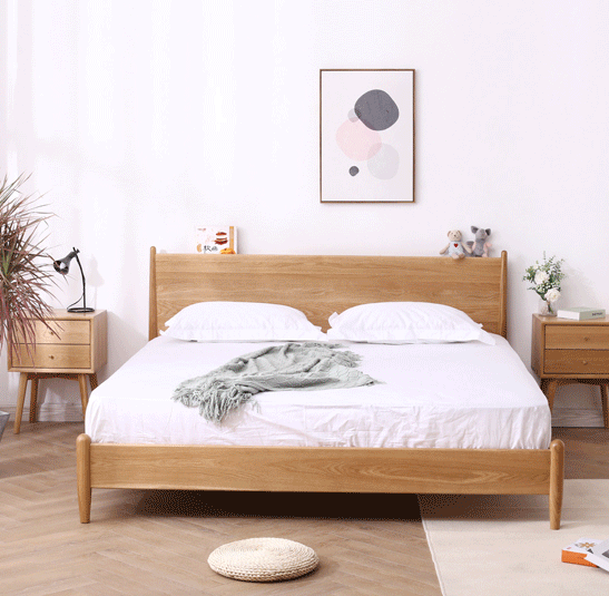 北欧实木床 白橡木 辽宁实木家具工厂